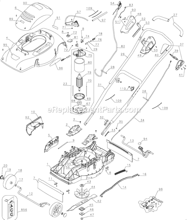 Page A Diagram and Parts List for MM675 Type 1 Black and Decker Lawn Mower